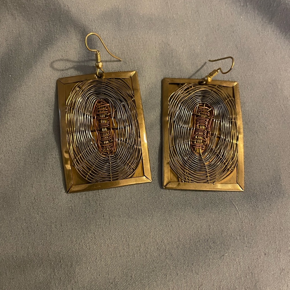 Boho mixed metal costume earrings, GUC